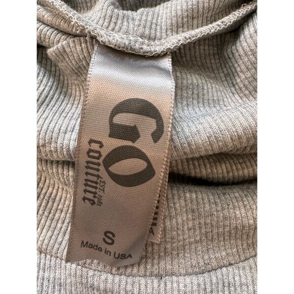 NEW GO COUTURE Gray Long Sleeve Ribbed Pullover Hoodie Size S - Picture 4 of 5